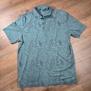 TravisMathew Polo Shirt Mens XL Green Floral AOP Performance Golf Preppy